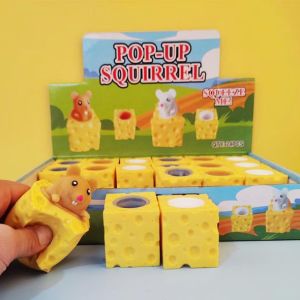 1 Pcs Creative Decompression Cheese Mouse Squeeze Cup Squeeze Cheese Mice Toy Cute Cheese Mouse Toy Pinch Joy Squeeze Squirrel Cup Relieve Pressure Release Toy Soft Squeezing Childrens Toys Decompression Toys