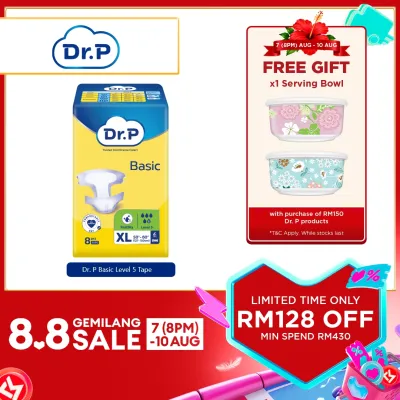 Dr. P Level 5 Basic Adult Tape Diaper M10/L8/XL8 - Fast Absorbency