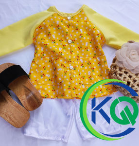 Bà Ba cho Bé phong cách nam bộ - màu Vàng bông Bi- vải lụa mềm mát