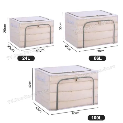 Elegant Foldable Steel Frame Waterproof Storage Box with Durable Transparent PVC Cover and Quality Zip for Organizing Clothes and Blankets