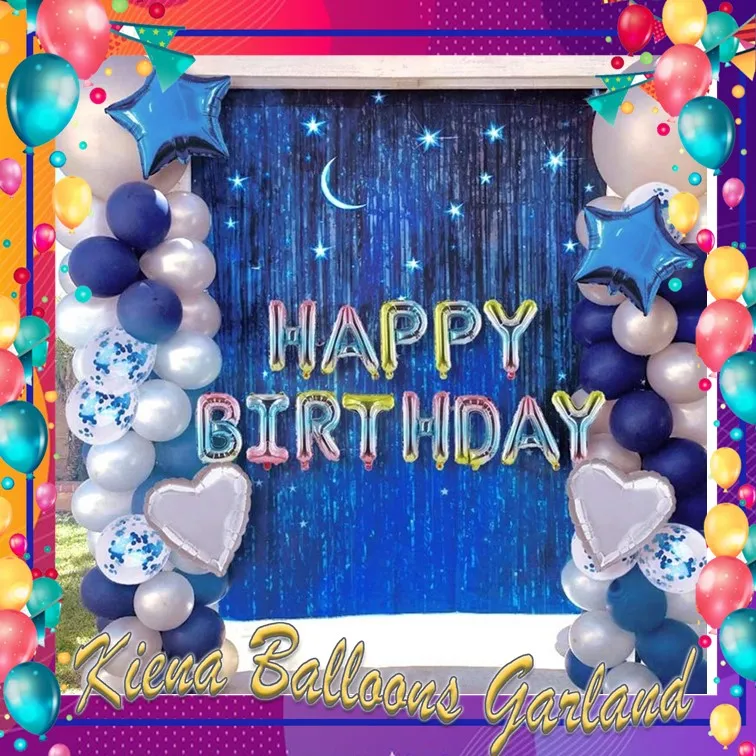 Happy Birthday Decorations Set Foil Banners Balloons Party Supplies Home  Decor