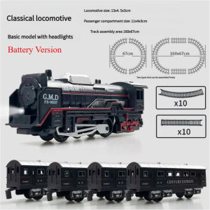 Electric Freight Train Set with Light Up Tracks Classic Railway Model Toy Kids Birthday Gift Interactive STEM Educational Toy