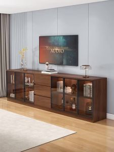 AUREO TV Console Cabinet Solid Wood TV Console Modern Simple Living Room TV Cabinet Light Luxury Multifunctional Storage Cabinet