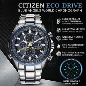 Mens Aviation Chronograph Watch Blue Dial Three Eye Six Hands Stainless Steel Band Quartz Movement Analog Wristwatch Business Casual