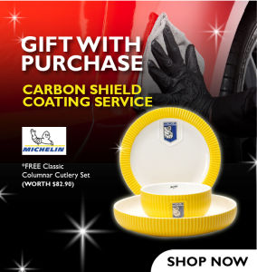 Gift with Service Purchase | Autoglym X Michelin Free Gift Classic Columnar Cutlery Yellow Set Plates and Bowl