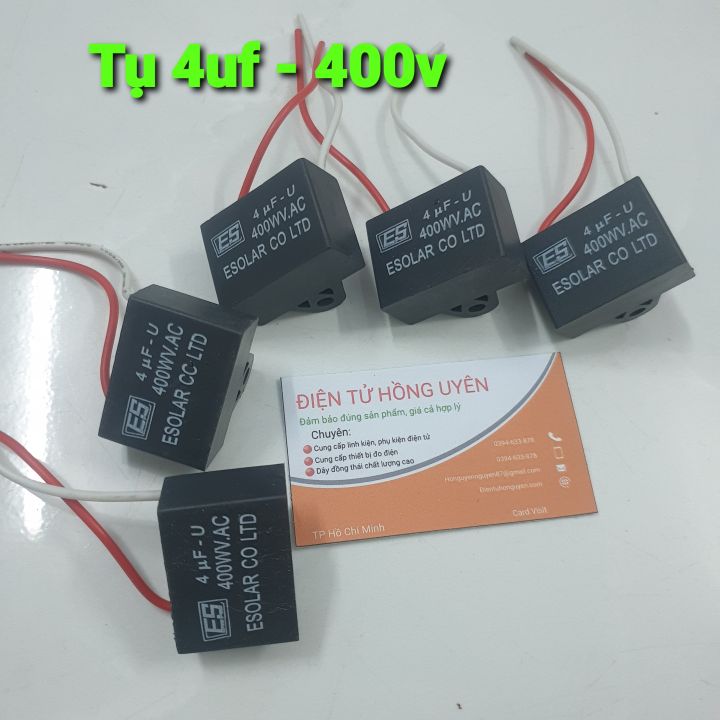 Combo 5 tụ 4uf 400v. Tụ 4u dùng cho kích cơ, quạt điện. Tụ nhựa 4uf. Tụ điện loại dày (capa quạt)