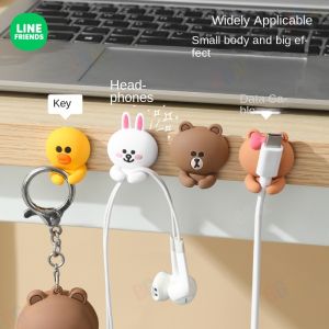 LINE FRIENDS Brown Cable Organizer Punch-free Self-adhesive PVC Cord Holder LFB53