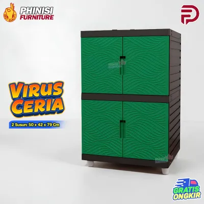 Lemari Baju Kingdom Virus Zebra Cermin Lemari Pakaian Minimalis Plastik Serbaguna Kaca