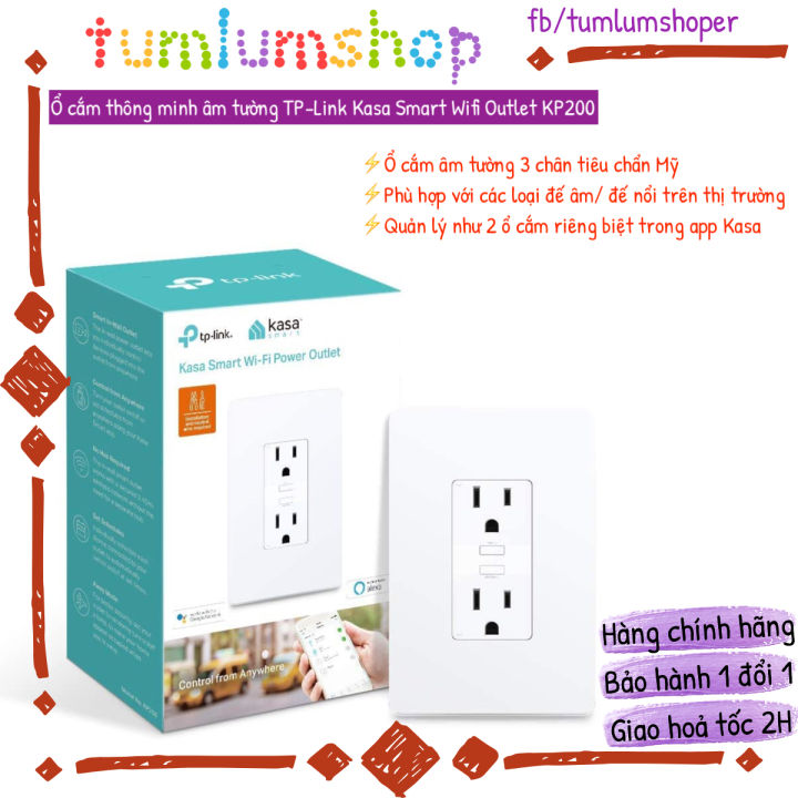 Ổ cắm âm tường thông minh TPLink Kasa Smart Outlet KP200 Lazada.vn