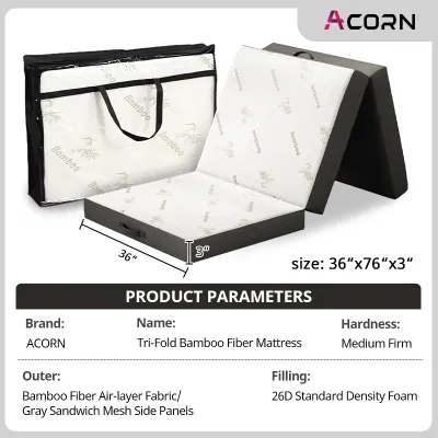 【SG Stock】Tri-Fold Foam Mattress 2/3/4 Inch Single Tatami Foldable Floor Mattress | Portable Breathable Sleeping Bed with Non-Slip Bottom