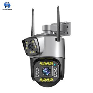 South Ocean Dual Lens 8MP CCTV Wireless Outdoor Waterproof WiFi Camera Motion Detection Color Night Vision Security Camera 360 CCTV Wireless Connect Phone Camera for House