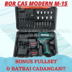 Bor Cas Batrai Tembok M-15 *FREE BUBBLE WRAP*/ Cordless IMPACT MODERN M15 10mm/ Borcas batre M 15/ Borcas tembok impact 12V