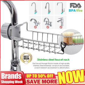 【High Quality+ In Stock】Kitchen Faucet Sponge HolderSink Caddy OrganizerDrainer Caddy For DishwashingStainless Steel Faucet Storage Rack HangingShower Shelf Soap Sponge Storage RackHolder Sponge