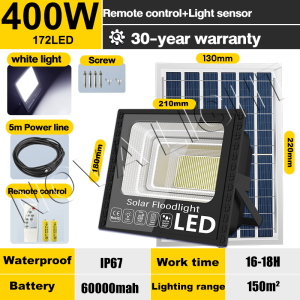 【New in 2026】3000W solar flood light outdoor waterproof ip67 rechargeable led lights for room at night with solar panel