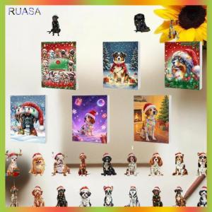 RUASA 2D Acrylic Puppy Pendant Christmas Ornaments Advent Calendar 24-Day Countdown Calendar Dog Charm For Christmas Tree Decoration