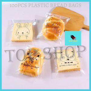 TOP SHOP 100Pcs Bread Plastic Bag Bread Packaging Bags For Packaging Cookie Doughnut Pastry Toast Banana DIY Baking Wrapping Bags
