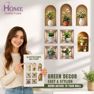 Wall Sticker 3D Green Plant Potted Design PVC Waterproof Removable Home Room Decor Wall Hole Cover