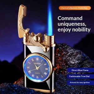 Elegant Blue Flame Jet Lighter with Fashionable Dial and Durable Metal Body