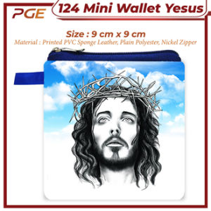 Mini Wallet Christian Seri Yesus 9x9cm Kristus Jesus Christ Souvenir Kristen Katolik Kristiani Tempat Rosario