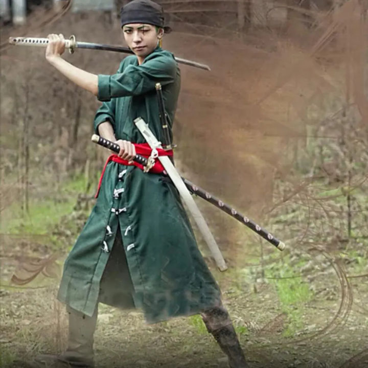 Anime Kostum Cosplay Roronoa Zoro Kostum Halloween Pakaian Peran Kimono 