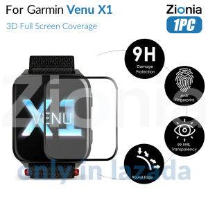 Zionia 1PC 20D HD Thay thế toàn màn hình cong toàn bộ bảo vệ toàn diện cho Đồng hồ thông minh thể thao Garmin Venu X1 HD 9H 3D Kính bảo vệ chống nổ Phim chống trầy xước Phụ kiện