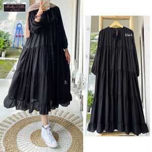 DRESS MIDI WANITA DEWASA IMPORT LENGAN PANJANG GAMIS MURAH BERKUALITAS MUSLIM ADEM RAYON NYAMAN GAUN MEWAH  IMPORT