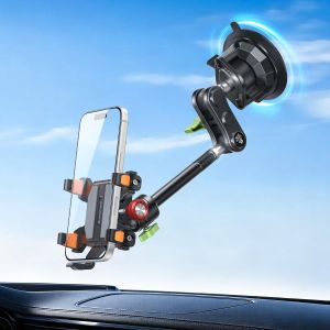 MAGIC JOHN Car Phone Holder Ultra-Durable All Metal Phone Holders for Your Car Car Mount with Enhanced Suction Cup 360 °   Rotation Windshield Phone Holder for iPhone Samsung