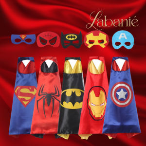 Labanie Kids Superhero Cape and Mask Superman Spiderman Batman Iron Man Captain America Marvel Avengers Costume Set Dress Up Party Cosplay Cape with Eye Mask for Boys and Girls Birthday Halloween Role Play Fancy Dress 3-10 Years