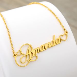 KL005 Kalung Nama Custom Variant Love Font Chopin Yang Keren Lapis Emas 24 Anti Karat