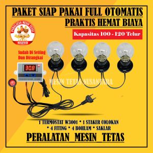 Paket Siap Pakai Termostat W3001 Kap.100 Sampai 120 Butir Mesin Tetas Full Otomatis Penetas Otomatis