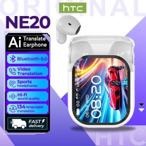 HTC NE20 Bluetooth 6.0 Al Smart Real-Time Translation Wireless Earphones With LED Touch Screen Business Earbuds Earphone HiFi Stereo Wireless Earbuds