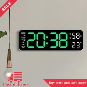 [COD]Flash Delivery Large Digital Wall Clock Temperature And Humidity Week Display Brightness Adjustable Electronic LED Table Alarm Clock