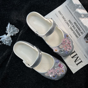 [Free Shipping] Glass Brick Flower New Ballet Clogs for Women Summer Outdoor Non-Slip Beach Closed-Toe Sandals