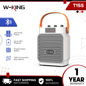 W-KING T15S 20W  Portable Bluetooth Speaker Handheld Outdoor Speaker With Two Mic，Multipoint Bass Enhanced 360 Sound