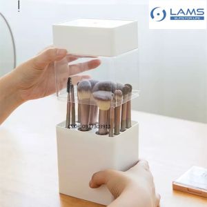 Hộp đựng cọ trang điểm thông minh 3 trong 1/Desk dustproof ABS PC makeup brush storage box cosmetic tools storage case cosmetic organizer