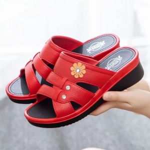 [Free Shipping] Womens Summer New Casual Wedge Sandals with Waterproof Platform Korean Style Womens Beach Slippers with Rocking Sole