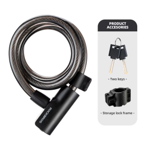 ROCKBROS Bicycle Steel Cable Lock Zinc Alloy Lock Core Safety Anti-theft 2 Key Lock Portable Multi-purpose MTB Road Bike Motorcycle Scooter Cycling Accessories