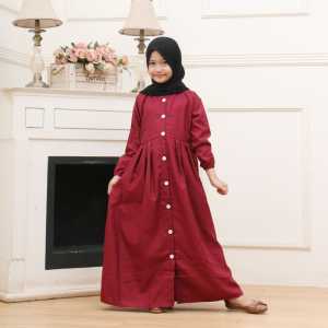 Baju Gamis Anak Usia 7 Sampai 12 tahun Gamis Anak Perempuan Bahan Katun Micro Full Kancing