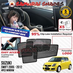 SUZUKI SWIFT 2004 - 2012 X5 MAGNET KUAT Sunshade SAMURAI SHADES Magnetik Sun Shade Pelindung Matahari Kereta [FREE]