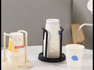 Household Disposable Cup Storage Holder Rack Water Tea Cups Dispenser Mug Display Stand Organizer