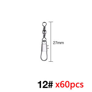 Seawave 60pcs Fishing Line Connector Stainless Steel Pin Bearing Swivel with Snap Fishing Accessories