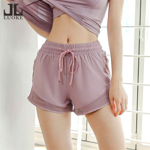 LUOKE Sports shorts for women loose fitting fake two-piece high waisted yoga pants for external wear fitness pants quick drying running dance pants summer