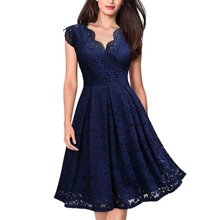 V-neck Short Sleeve Formal Dress for Women Lace Gowns for Wedding ...