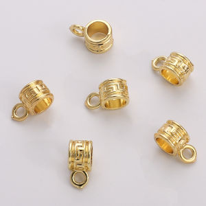 14K Gold Plated Bail Beads DIY Bracelet Necklace Pendant Charm Holder Spacer Connector Tube Bails Cord Bails For DIY Jewelry Making