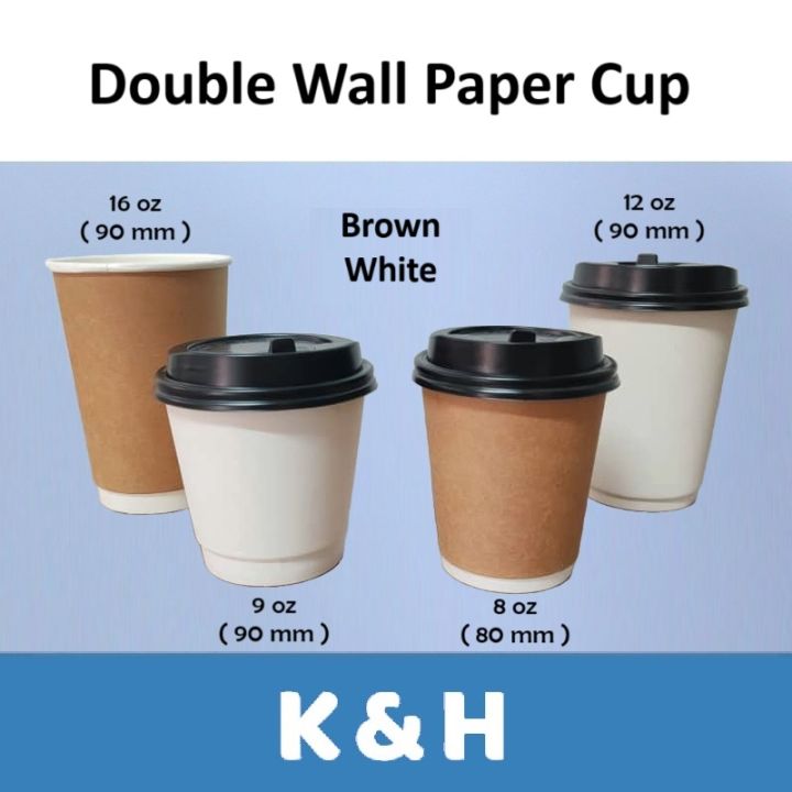 Cawan Kertas Panas 8oz/12oz/16oz [BROWN/WHITE] Kraft Double Wall HOT ...