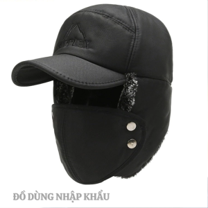 Mũ trùm đầu lót lông chống nước FERADO kèm khẩu trang chống rét