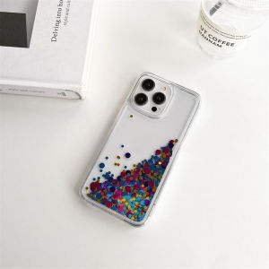 Shiny Sequins Quicksand Case for iPhone 16 15 17 Pro Max Shell Gloss mini Decoration Move Around Liquid Phone Cover Hard Fundas