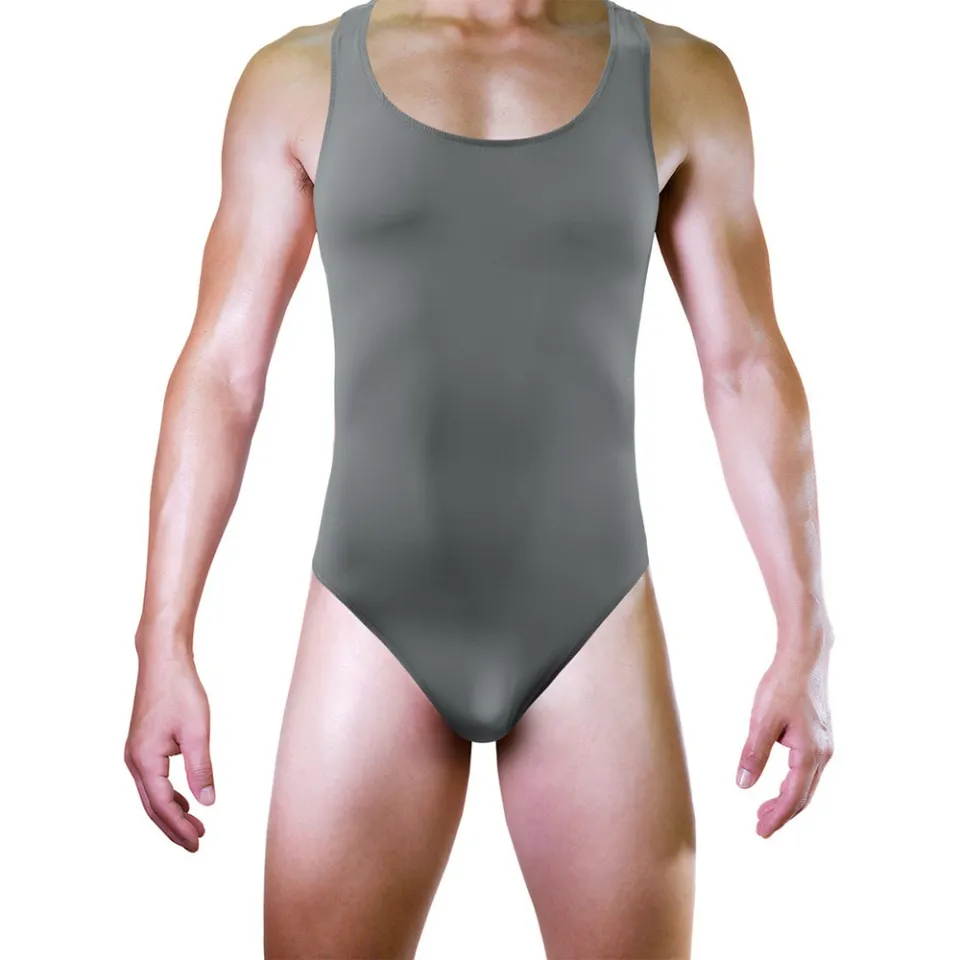 Solid Men Bodysuit Underwear Backless Bugle Pouch Clubwear