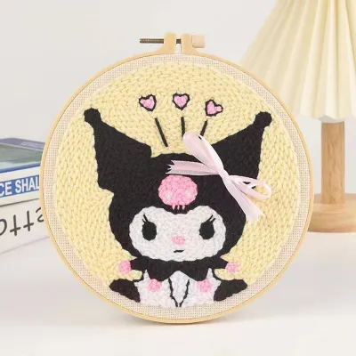 Embroidery Kit Needlework for Beginner Punch Needle Cross Stitch Set 卡通手工刺绣材料包 Lukisan Sulaman