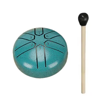 TAQ57 6-Tone Steel Tongue Drum Set Multicolour 3 Inch Mini Hand Pan Drums Musical Toy with Drumsticks Meditation Rain Drum Camping